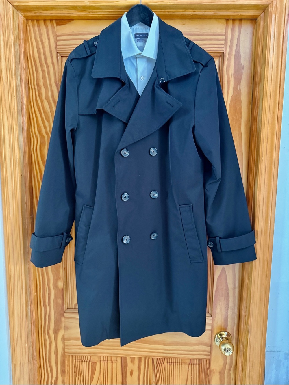 Men's Black Double-Breasted Trench Coat